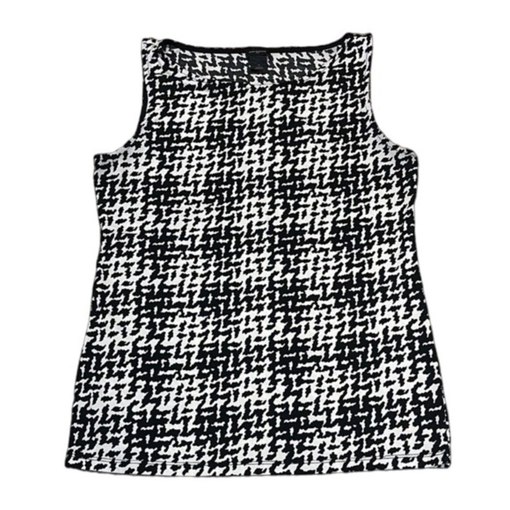 Ann Taylor Women’s Sleeveless Blouse Shirt Top Black & White Houndstooth Medium